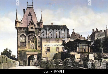 Schloss Tore in Sachsen Albrechtsburg, Schloßbrücke (Meißen), 1913, Meißen, Burgbrücke und Burgtor, Deutschland Stockfoto