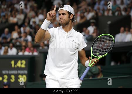 KAREN KHACHANOV, Russland, die Wimbledon Championships 2017, 2017 Stockfoto