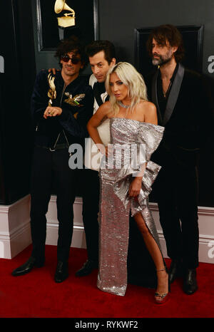 61. jährlichen Grammy Awards mit: Anthony Rossomando, Lady Gaga, Andrew Wyatt, Mark Ronson Wo: Los Angeles, Kalifornien, Vereinigte Staaten, wenn: 10. Feb. 2019 Credit: FayesVision/WENN.com Stockfoto