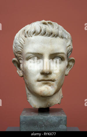 Kopenhagen. Dänemark. Portrait Büste des römischen Kaisers Caligula, Ny Carlsberg Glyptotek. Gaius Julius Caesar Augustus Germanicus aka Caligula (12 AD- Stockfoto