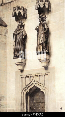 Gepaarte Statuen von Adelheid von Burgund und Otto I, Meißner Dom, 1902, Meißen, Dom, Stifterfiguren, Deutschland Stockfoto