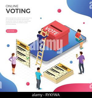 Online Internet Voting isometrische Konzept Stock Vektor