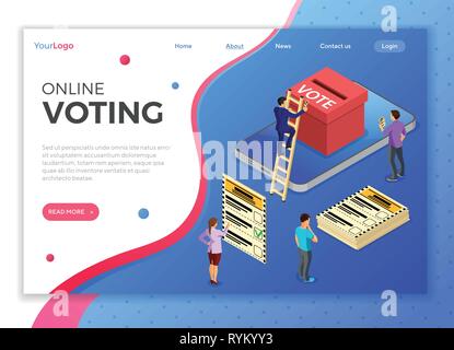Online Internet Voting isometrische Konzept Stock Vektor