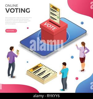 Online Internet Voting isometrische Konzept Stock Vektor