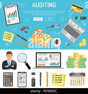 Rechnungsprüfung und Rechnungswesen Infografiken Stock Vektor