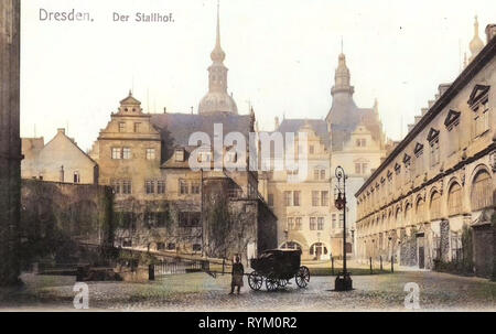 Stallhof, Dresden, Pferdekutschen in Deutschland, Dresdner Schloss, 1906 Stockfoto