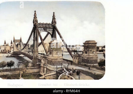 Historische Bilder der Elisabeth Brücke, Budapest, 1903, Elisabeth, Brücke, Ungarn Stockfoto