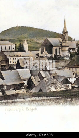 Kirchen in Altenberg, Denkmäler und Gedenkstätten im Landkreis Sächsische Schweiz-Osterzgebirge 1903, Landkreis Sächsische Schweiz-Osterzgebirge, Altenberg, Deutschland Stockfoto