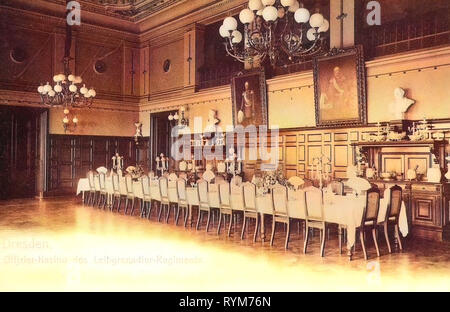 Officers' Mess in Dresden, 1. Königlich Sächsisches Leib-Grenadier-Regiment Nr. 100, 1903, Dresden, Offizierskasino des Leibgrenadier, Regimenter, Deutschland Stockfoto