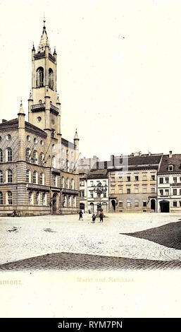 Rathäuser in Kamenz, Markt 14 (Kamenz) 1903, Landkreis Bautzen, Kamenz, Markt mit Rathaus, Deutschland Stockfoto