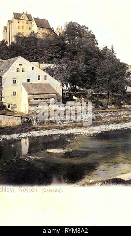 Schloss Nossen, Freiberger Mulde in Nossen, 1903, Landkreis Meißen, Nossen, Schloß Ostseite, Deutschland Stockfoto