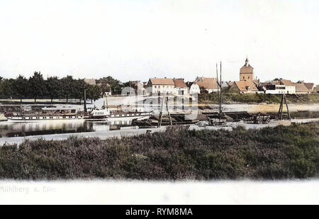 Elbe in Brandenburg, Pirna (Schiff, 1861), Frauenkirche (mühlberg an der Elbe), 1903, Brandenburg, Mühlberg, Blick / Mühlberg, Elbe mit damfer Pirna Stockfoto