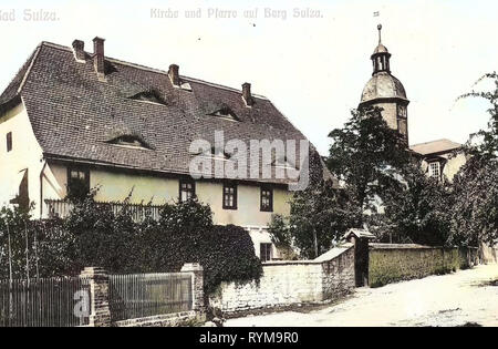 Pfarrhäuser in Thüringen, Gebäude in Bad Sulza, Kirchen in Bad Sulza, 1905, Thüringen, Bad Sulza, Kirche und Pfarre in Berg Sulza Stockfoto