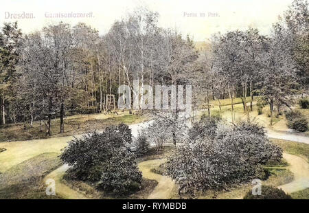 Garnisonslazarett Dresden, Gärten und Parks in Dresden, 1905, Dresden, Garnisonslazarett, Park, Deutschland Stockfoto