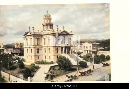 Pferdekutschen in den Vereinigten Staaten, Außentreppe in Kalifornien, Old Courthouse (Santa Rosa, Kalifornien), 1905, Kalifornien, Santa Rosa, Court House Stockfoto