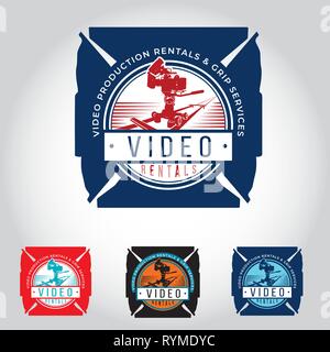 Video Logo. Video produktion Emblem. Video rund unterzeichnen. Kino logo Stock Vektor