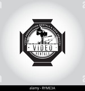 Video Logo. Video produktion Emblem. Video rund unterzeichnen. Kino logo Stock Vektor