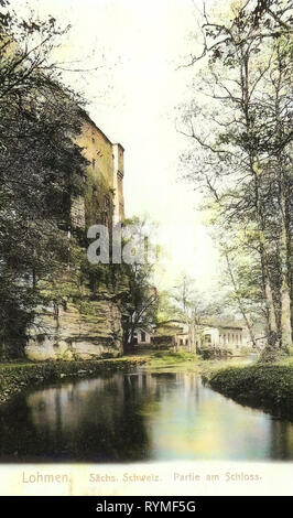 Schloss Lohmen, Lohmen (Sachsen) 1907, Landkreis Sächsische Schweiz-Osterzgebirge, Lohmen, am Schloß, Deutschland Stockfoto