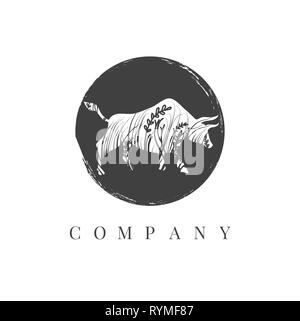 Bio Fleisch vektor Logo. Buffalo Emblem, Vector Illustration Stock Vektor