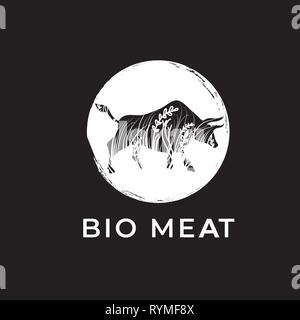 Bio Fleisch vektor Logo. Buffalo Emblem, Vector Illustration Stock Vektor
