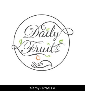 Täglich Obst vektor Logo. Gesundes Leben Emblem Stock Vektor