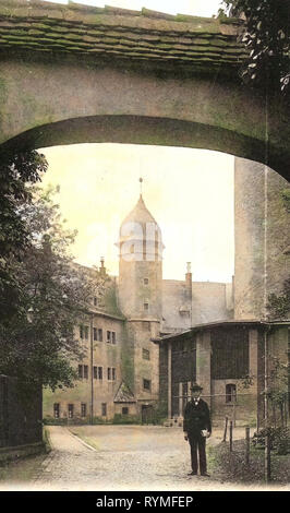 Schloss Tore in Sachsen, Schloss Wildeck, Zschopau, 1907, Erzgebirgskreis, Eingang zum Schloß, Deutschland Stockfoto