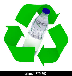 Plastikflasche innen Symbol auf weißem Hintergrund Recycling isoliert, 3 Abbildung d Stockfoto