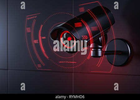 Cctv Prüfen von Informationen über Bürger in Überwachung Sicherheit system, social credit System Konzept. 3D-Rendering Stockfoto