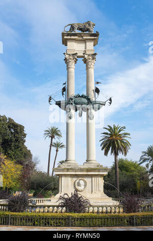 Christoph Kolumbus Monument im Jardin de Murillo in Sevilla, Spanien Stockfoto