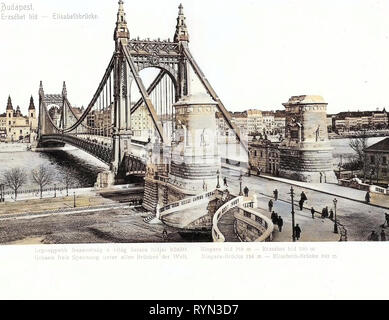 Historische Bilder der Elisabeth Brücke, Budapest, 1904, Elisabeth, Brücke, Ungarn Stockfoto