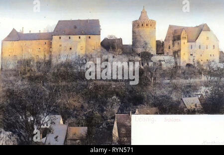 Burg Mildenstein, 1904, Landkreis Mittelsachsen, Leisnig, Schloß, Deutschland Stockfoto