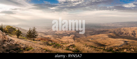 Panorama des Heiligen Landes aus dem Berg Nebo in Jordanien, Naher Osten Stockfoto