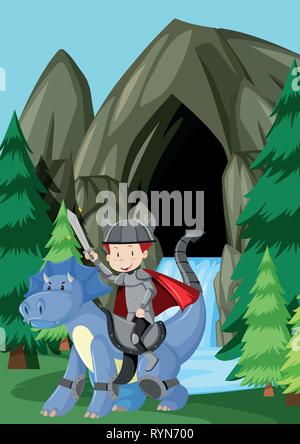 Ein Prinz, Drache, der in der Natur Abbildung Stock Vektor