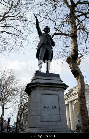 Henry Grattan memorial Statue in College Green Dublin Irland Europa Stockfoto