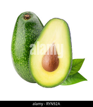 Avocados auf weißem Hintergrund. Freistellungspfad Stockfoto