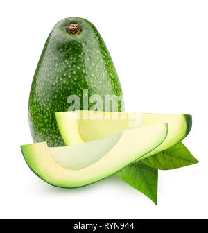 Avocados auf weißem Hintergrund. Freistellungspfad Stockfoto