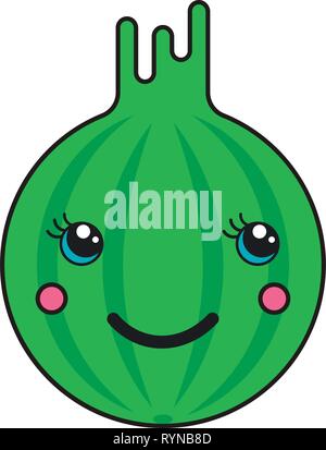 Trendy kreative kawaii Stil Vector Illustration einer vorteilhaften Stachelbeere. Stock Vektor