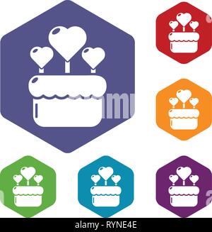 Hochzeitstorte Symbole Vektor hexaeder Stock Vektor