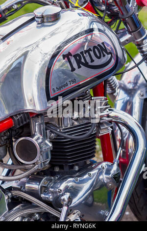 Triton Café Racer Motorrad. Triumph/Norton Motorrad. Klassische britische Motorrad Stockfoto