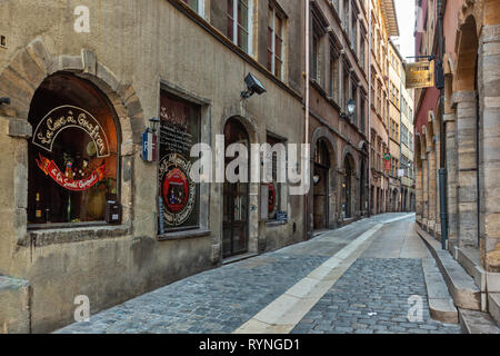 vieux lyon rue du boeuf, Lyon, Frankreich Stockfoto