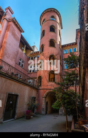 Rose Tower, Vieux Lyon rue du Boeuf, Lyon Stockfoto