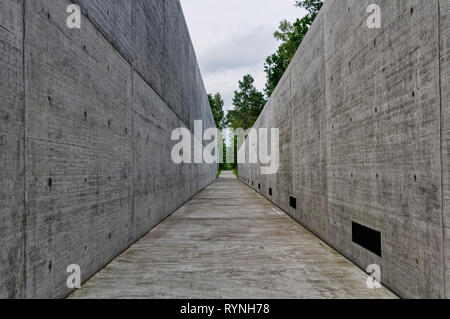 Konzentrationslager Bergen-Belsen: Dokumentationszentrum, Lüneburgauer Heide, Niedersachsen, Deutschland Stockfoto