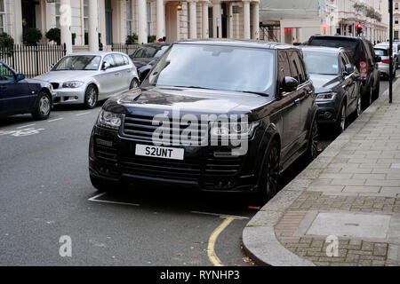 Supercars dachte Geschäftsmann James Stunt, auf der South Eaton Place, Belgravia, London, England geparkt zu gehören. Foto von Andrew Higgins 12.03.2019 Stockfoto