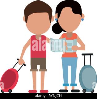 Paar Touristen Avatar Cartoon Stock Vektor