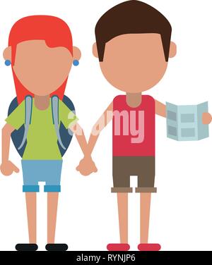 Paar Touristen Avatar Cartoon Stock Vektor