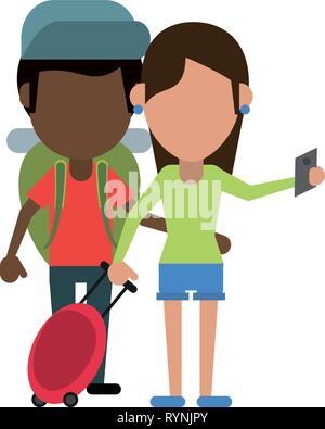 Paar Touristen Avatar Cartoon Stock Vektor
