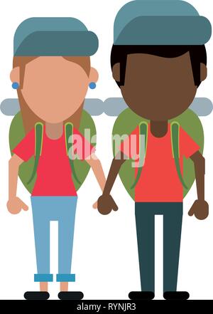 Paar Touristen Avatar Cartoon Stock Vektor