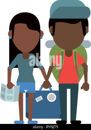 Paar Touristen Avatar Cartoon Stock Vektor