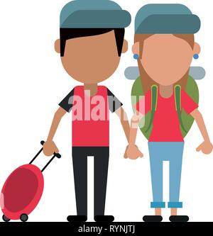 Paar Touristen Avatar Cartoon Stock Vektor