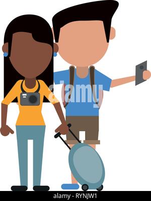 Paar Touristen Avatar Cartoon Stock Vektor